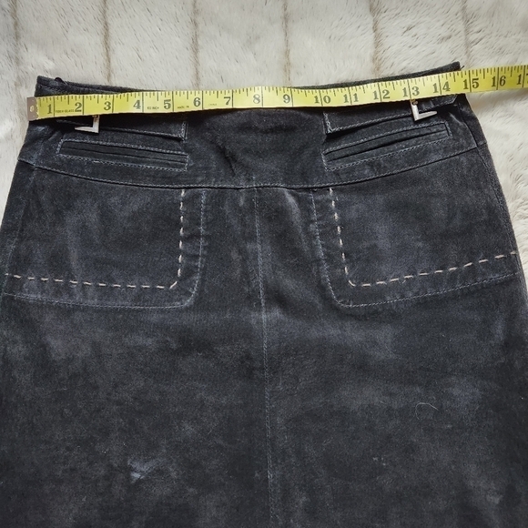 Mini skirt Suede Bohemian Western Black color Size 4 AQUA - Picture 13 of 16